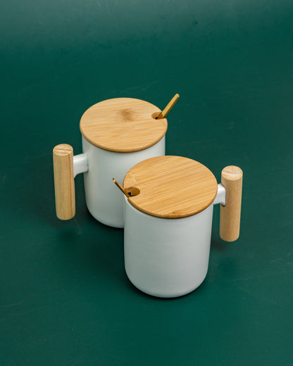 Bamboo Ceramic Mug with Stirrer