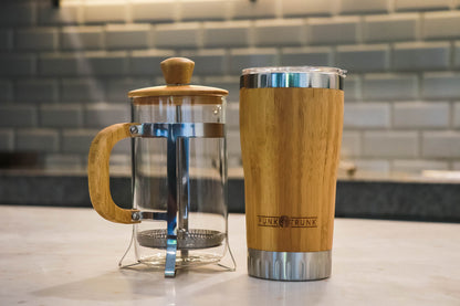 The Funk Trunk Bamboo French Press and Bambucup are the best morning duo.